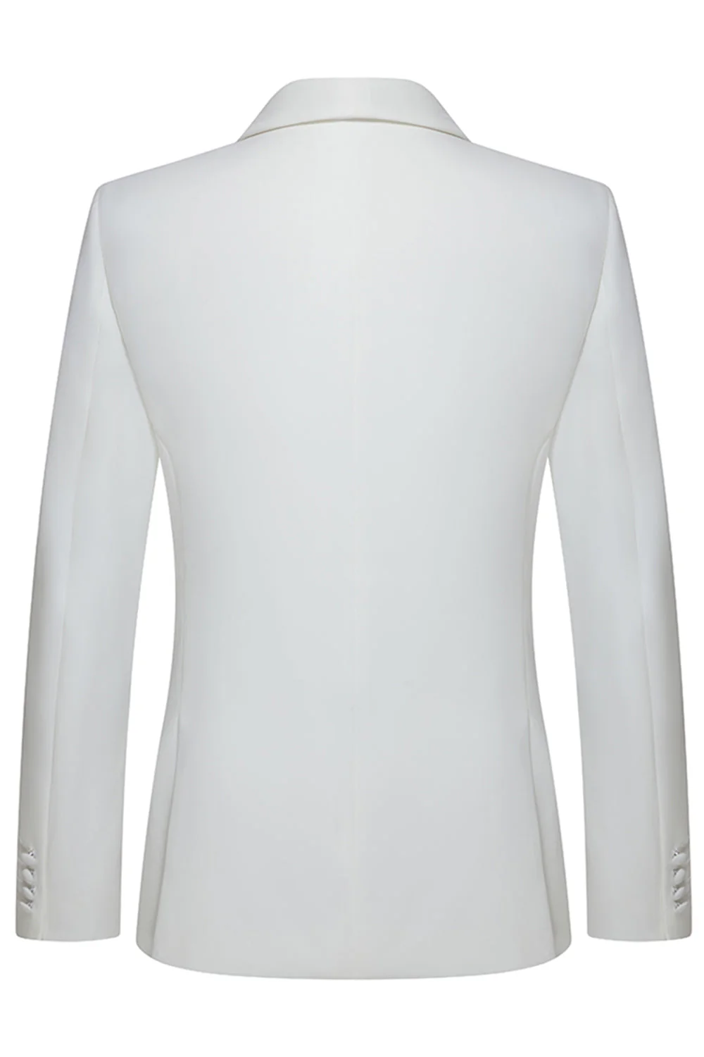 Shawl Lapel 3 Piece One Button White Men's Wedding Suits - Image 3