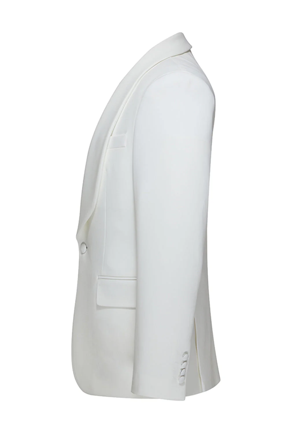 Shawl Lapel 3 Piece One Button White Men's Wedding Suits - Image 4