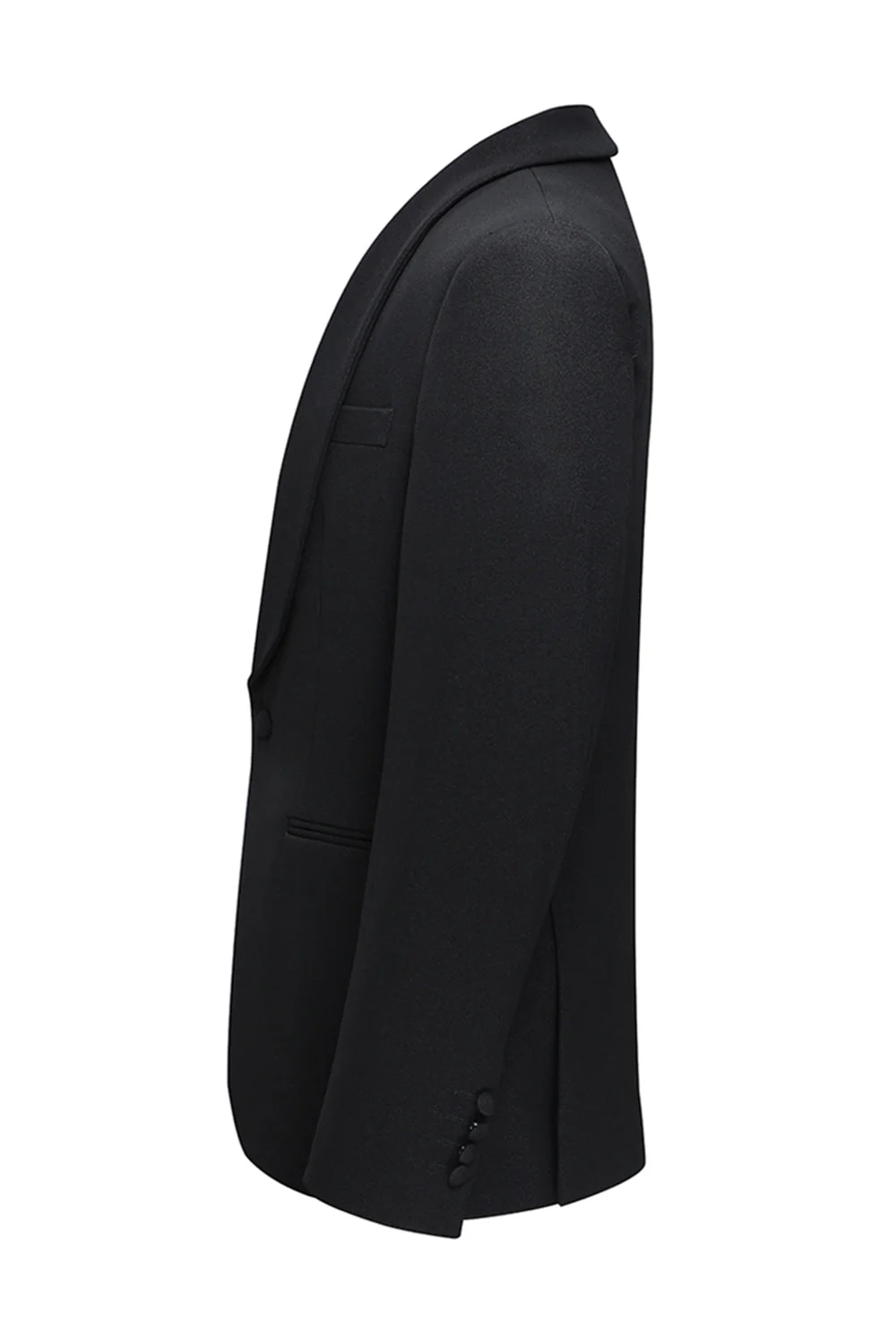 Shawl Lapel Black 3 Piece One Button Men's Business Suits - Image 4