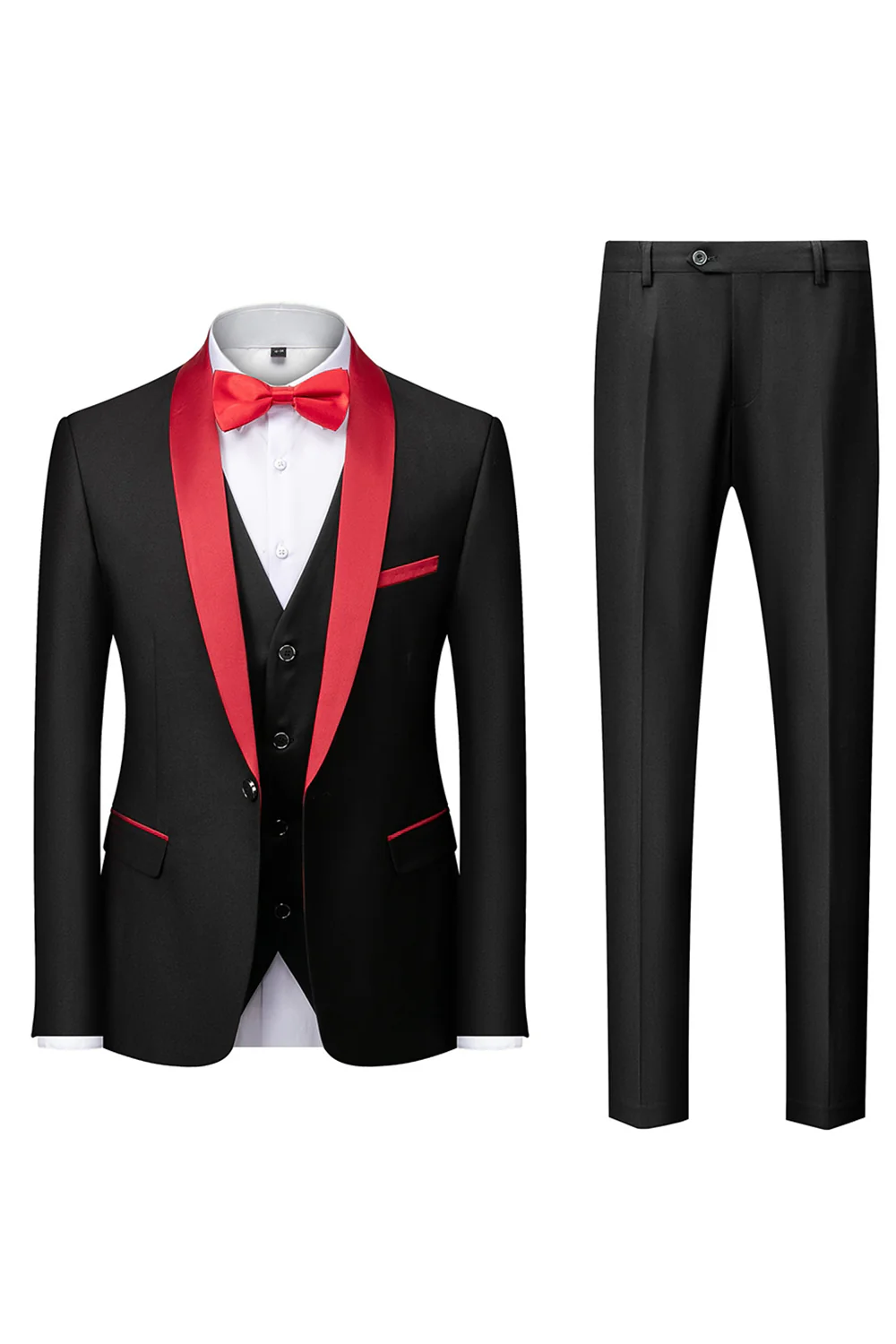 Dark Green Shawl Lapel One Button 3 Pieces Men's Wedding Suits - Image 18
