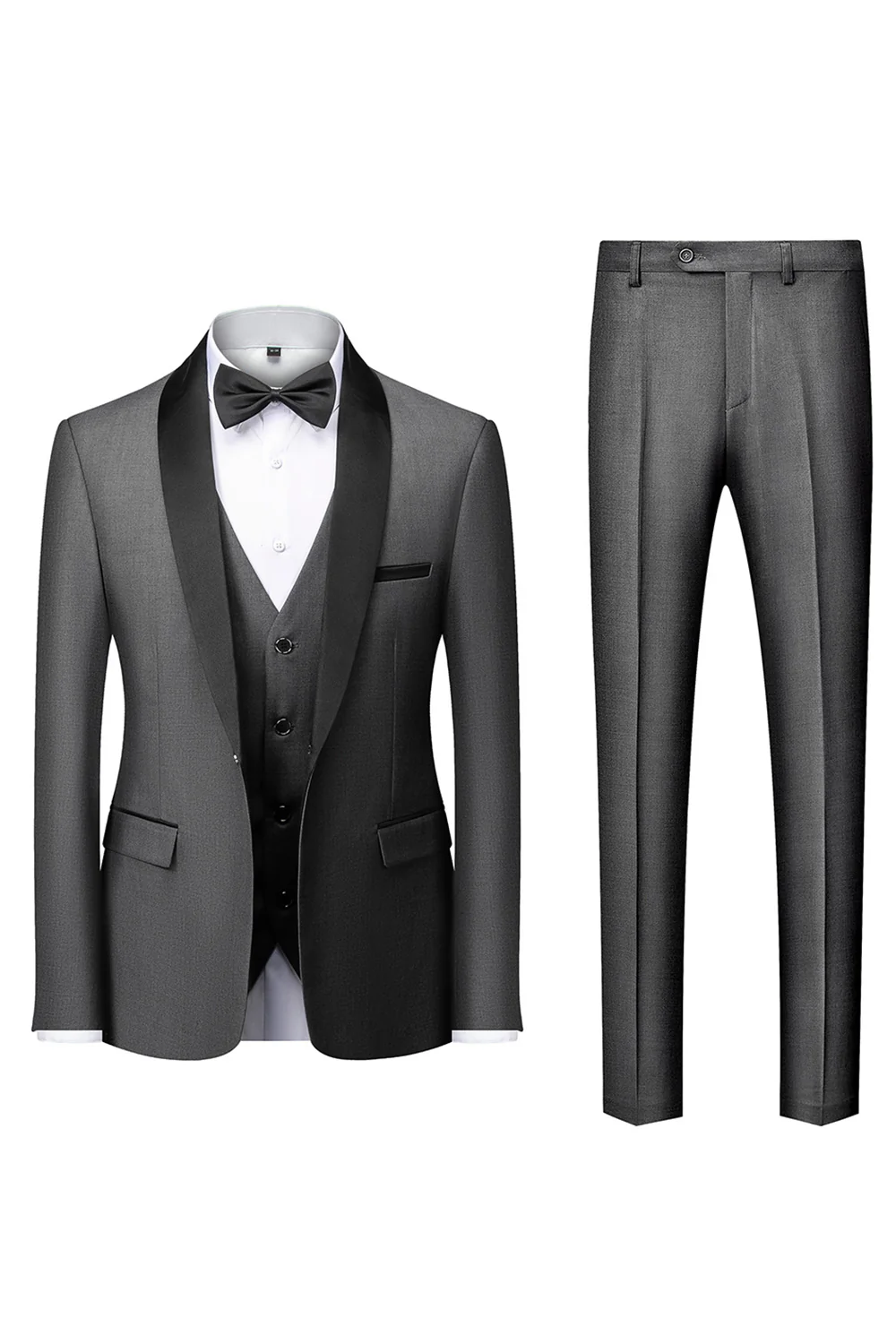 Dark Green Shawl Lapel One Button 3 Pieces Men's Wedding Suits - Image 19