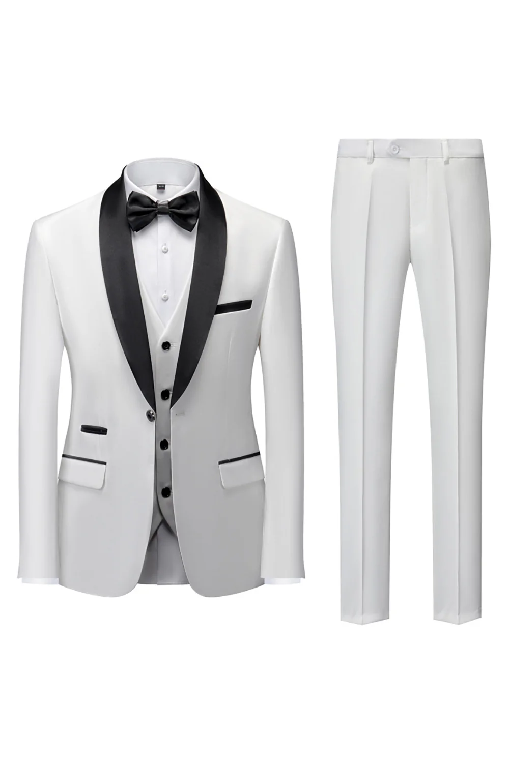Dark Green Shawl Lapel One Button 3 Pieces Men's Wedding Suits - Image 24