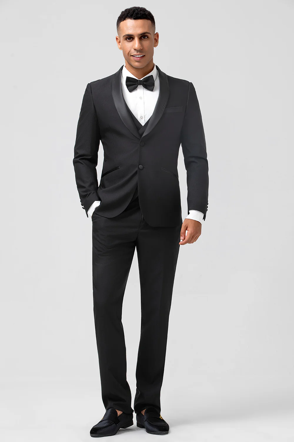 Dark Green Shawl Lapel One Button 3 Pieces Men's Wedding Suits - Image 9
