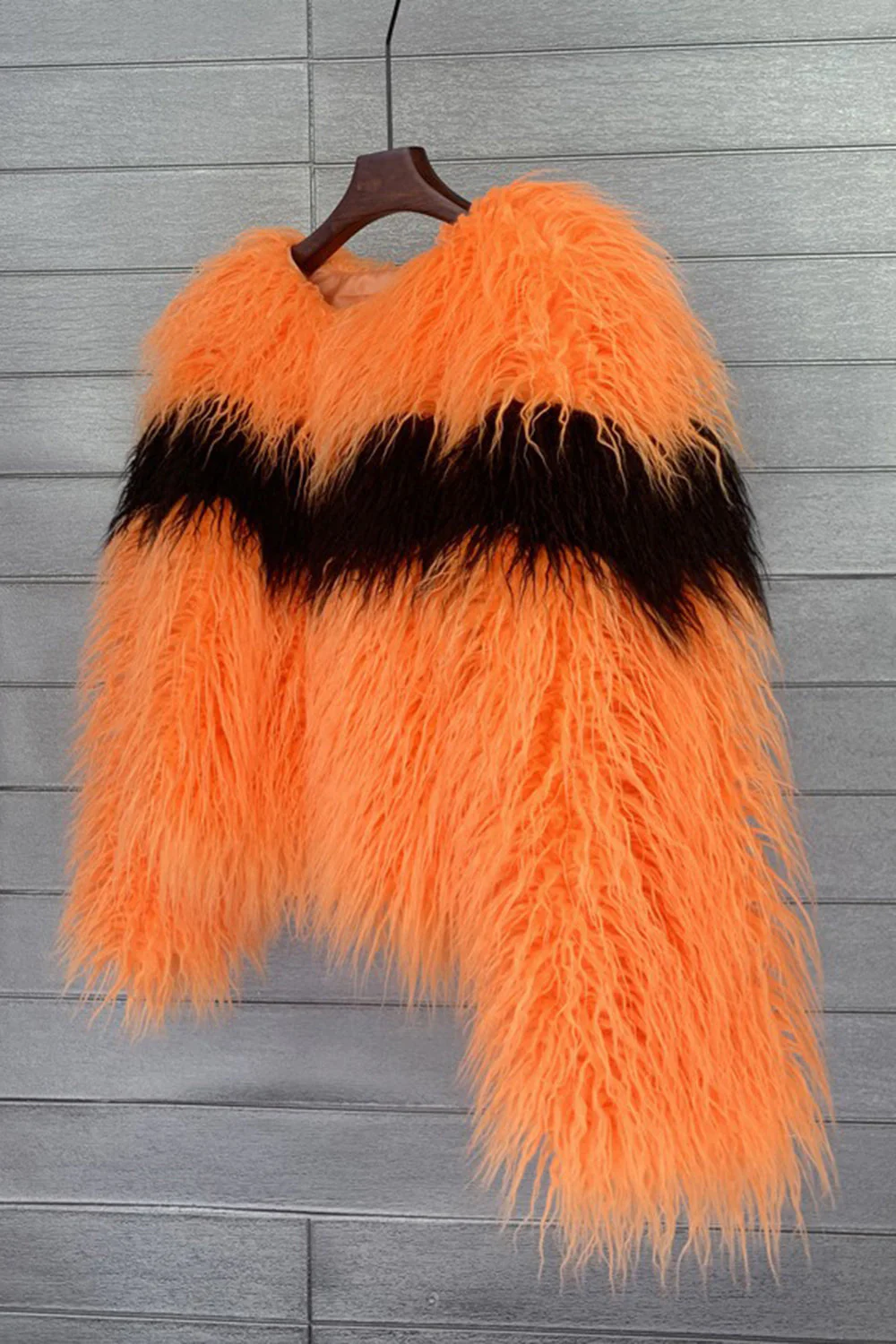 Shearling Faux Fur Coat Orange Thickened Women Coat - Image 3