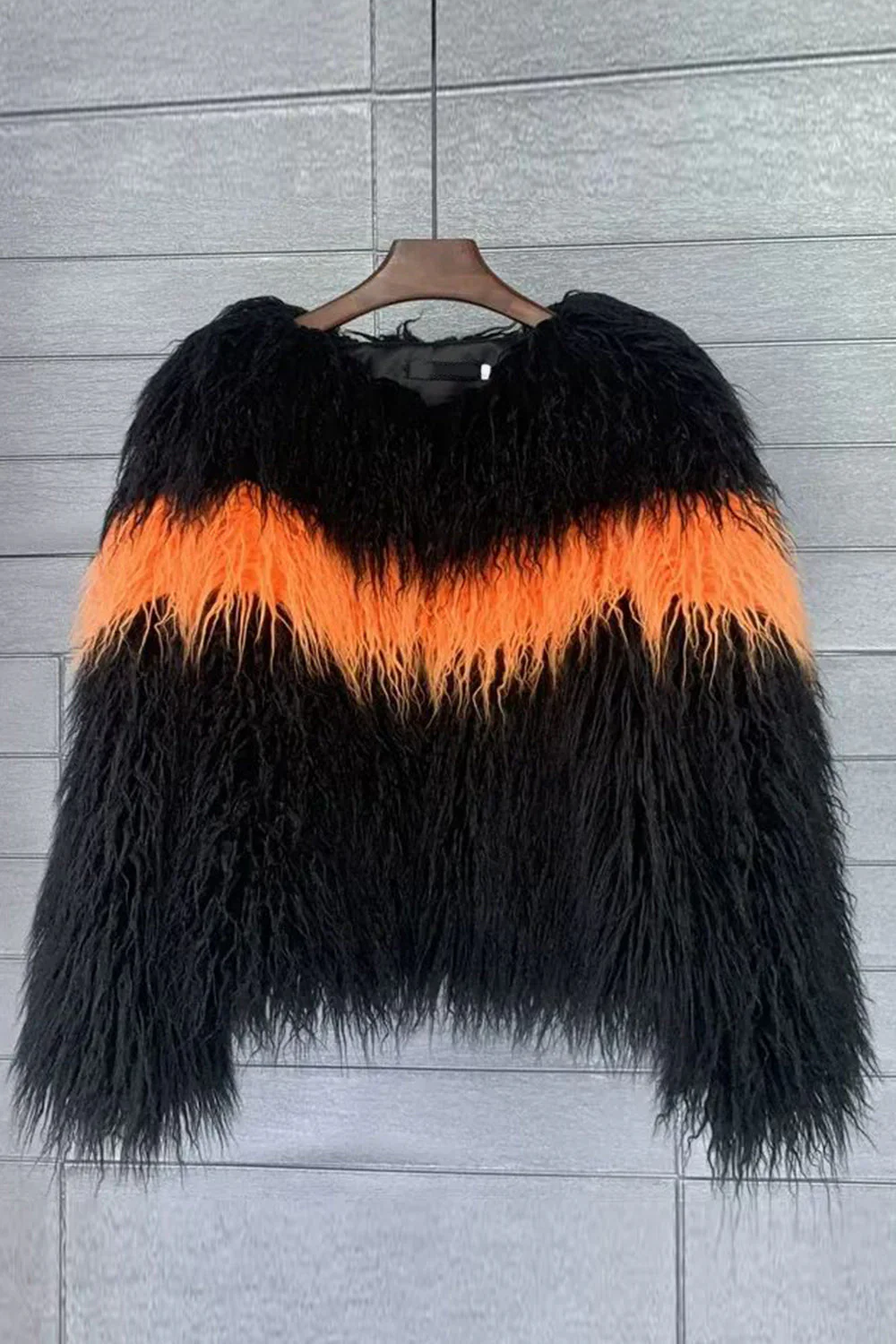 Shearling Faux Fur Coat Orange Thickened Women Coat - Image 5