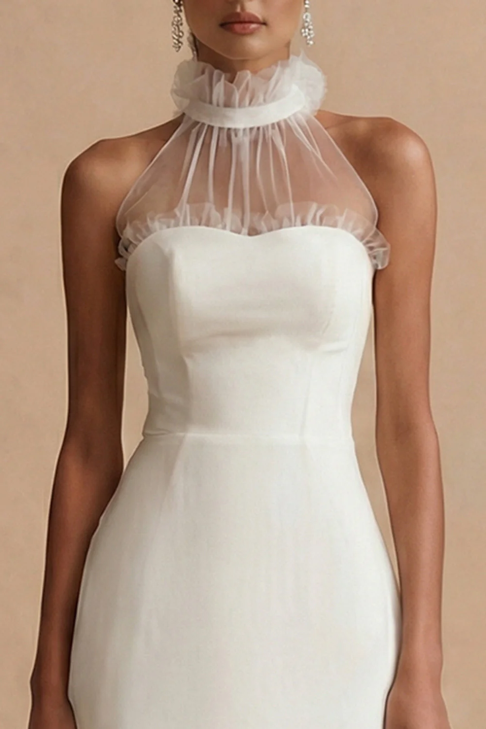 Sheath Satin Halter Midi Engagement Dress - Image 3