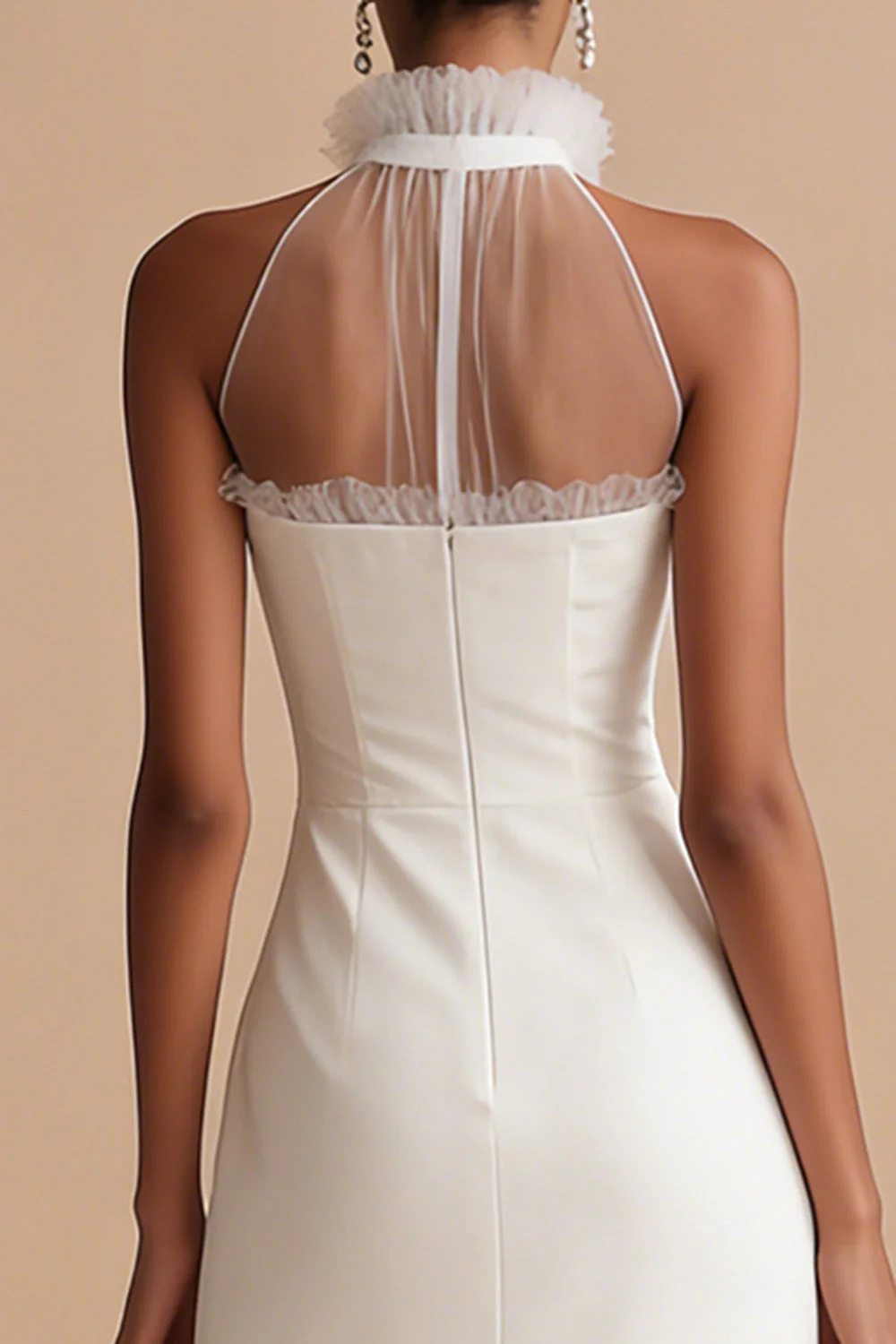 Sheath Satin Halter Midi Engagement Dress - Image 4