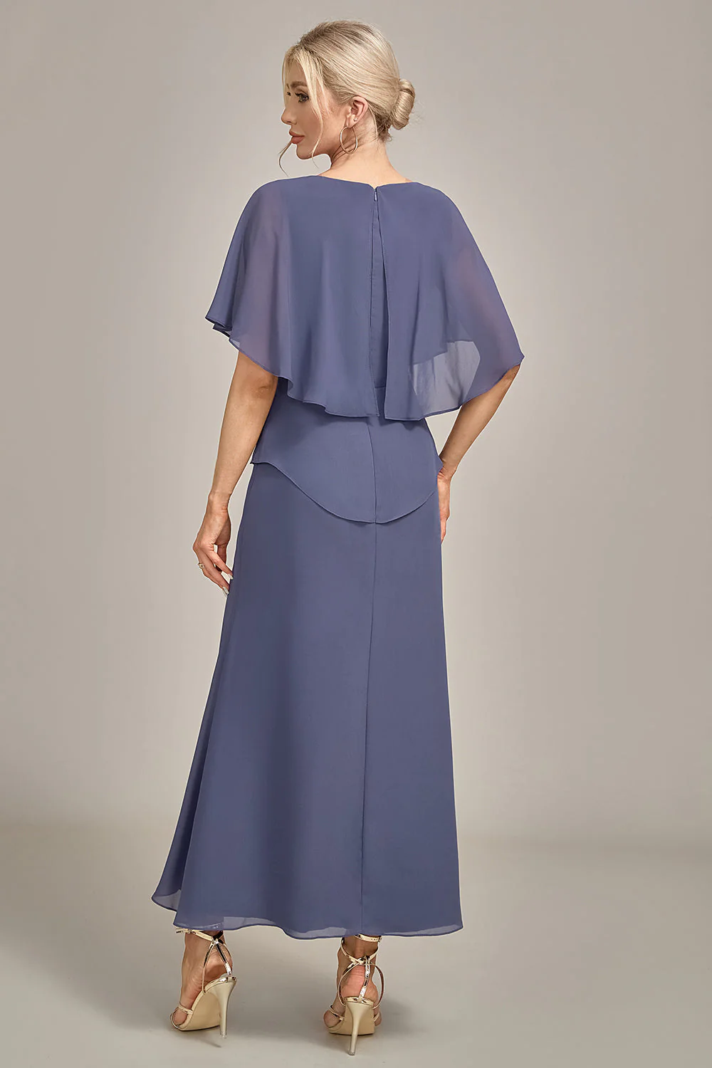 Sheath Stormy Chiffon Boat Neck Long Choir Dress - Image 3