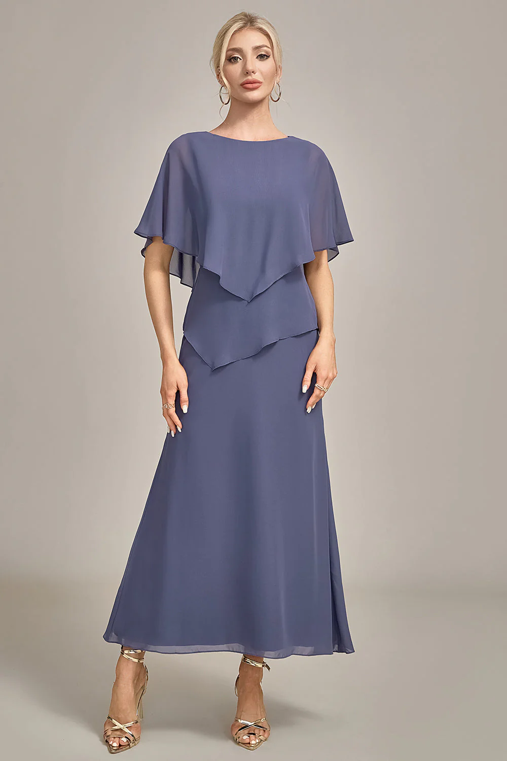 Sheath Stormy Chiffon Boat Neck Long Choir Dress - Image 5