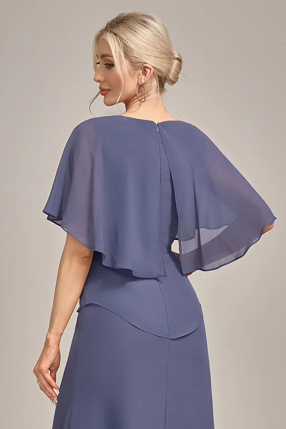 Sheath Stormy Chiffon Boat Neck Long Choir Dress - Image 7