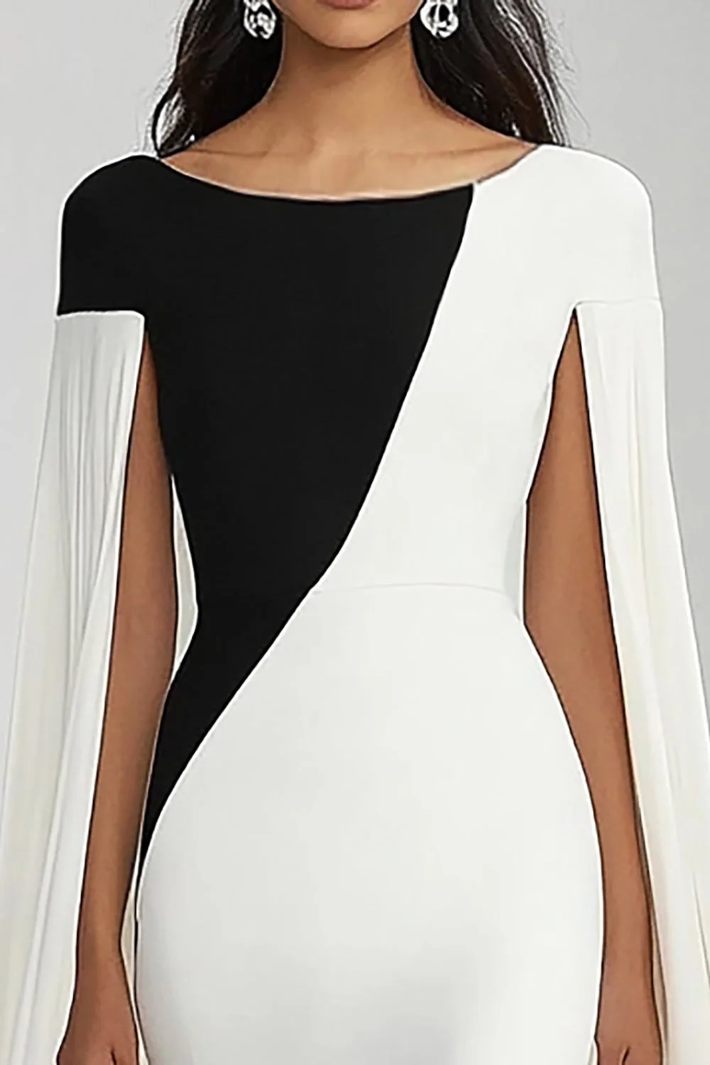 Sheath White Boat Neck Long Formal Dress - Image 2