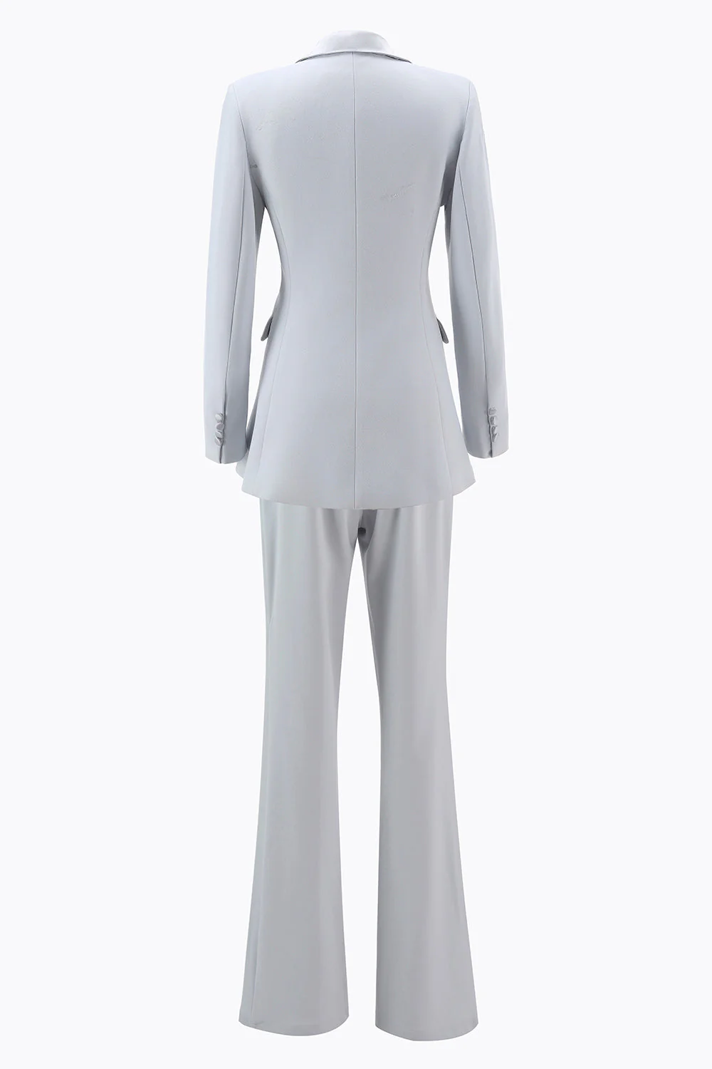 Silver 2 Piece Peak Lapel Double Breasted Slim Fit Women's Suit - Image 2