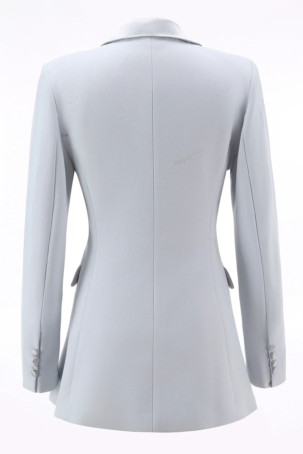 Silver 2 Piece Peak Lapel Double Breasted Slim Fit Women's Suit - Image 5