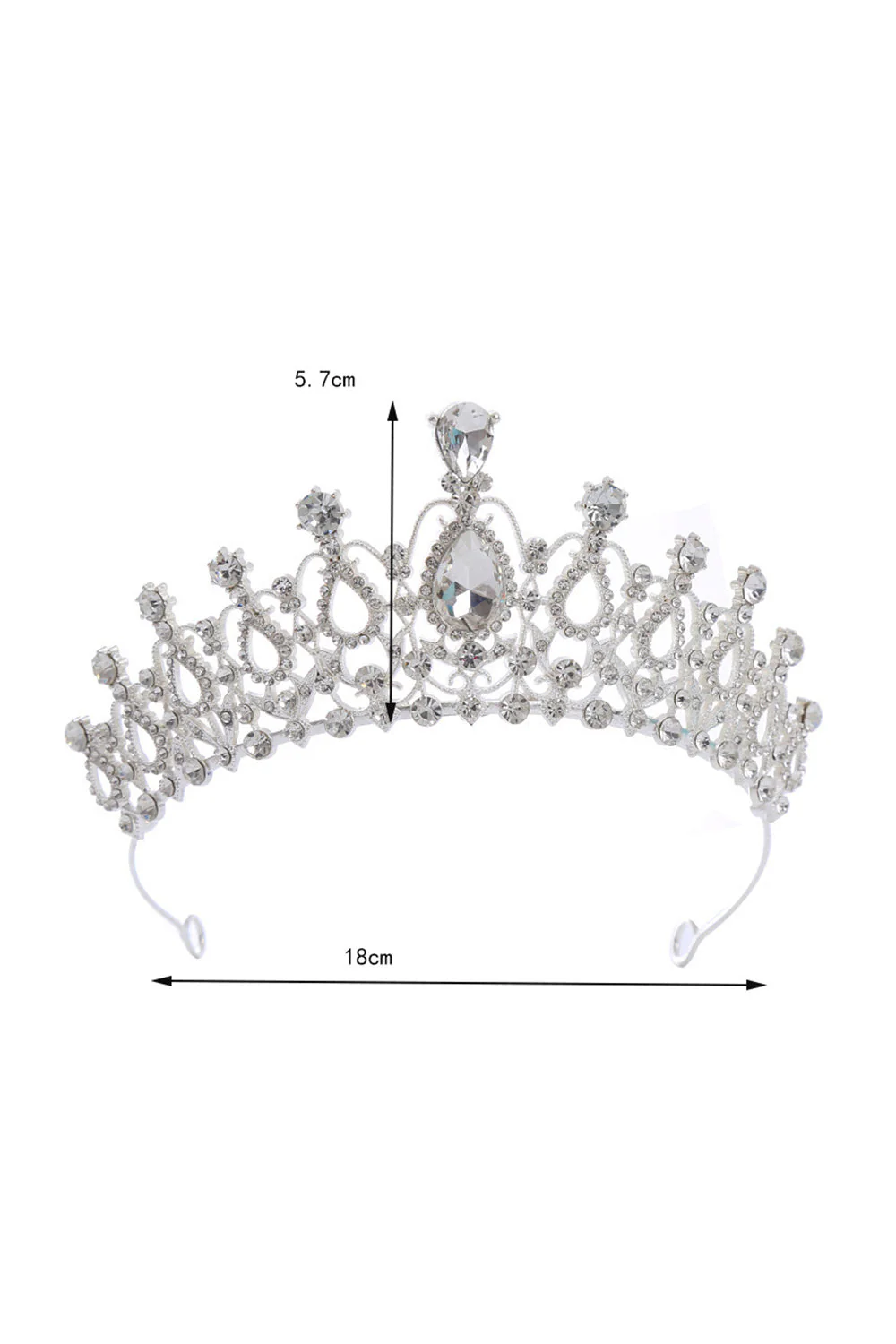 Silver Crystal Prom Queen Pageant Crown Tiara - Image 2