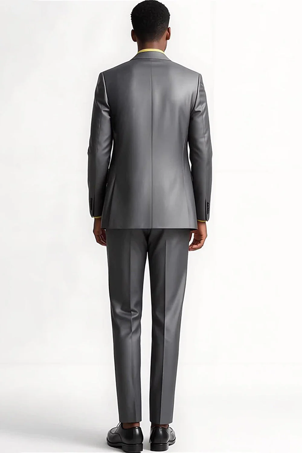 Silver Grey 2 Piece Peak Lapel Slim Fit Men Formal Suits - Image 2