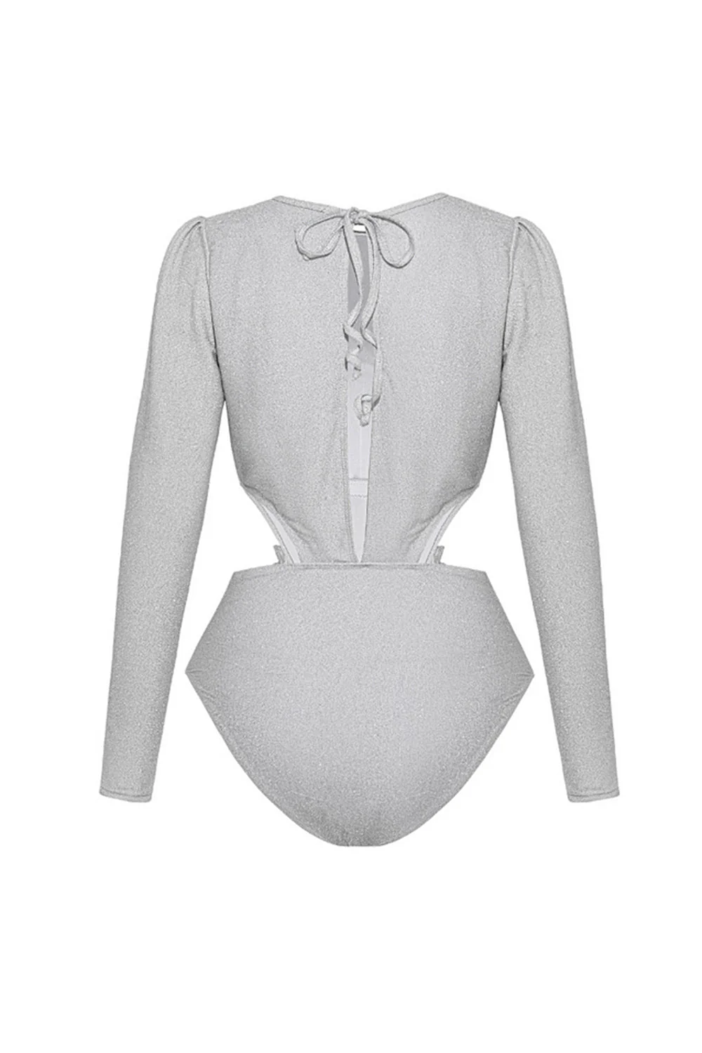 Silver Long Sleeves 2 Piece Swimsuit with Beach Dress - Image 3