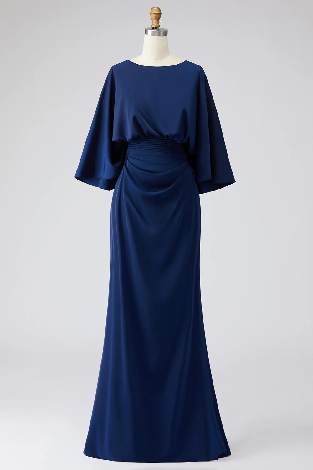 Silver Sheath 3/4 Sleeves Long Mother of the Bride Dress with Pockets - Image 11