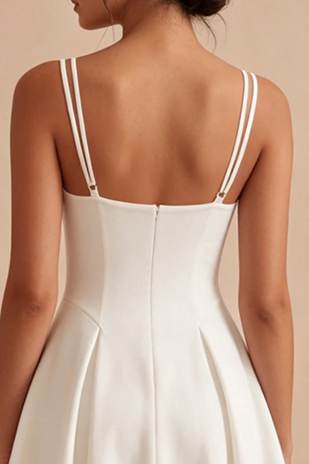 White A Line Spaghetti Straps Simple Graduation Dress - Image 4