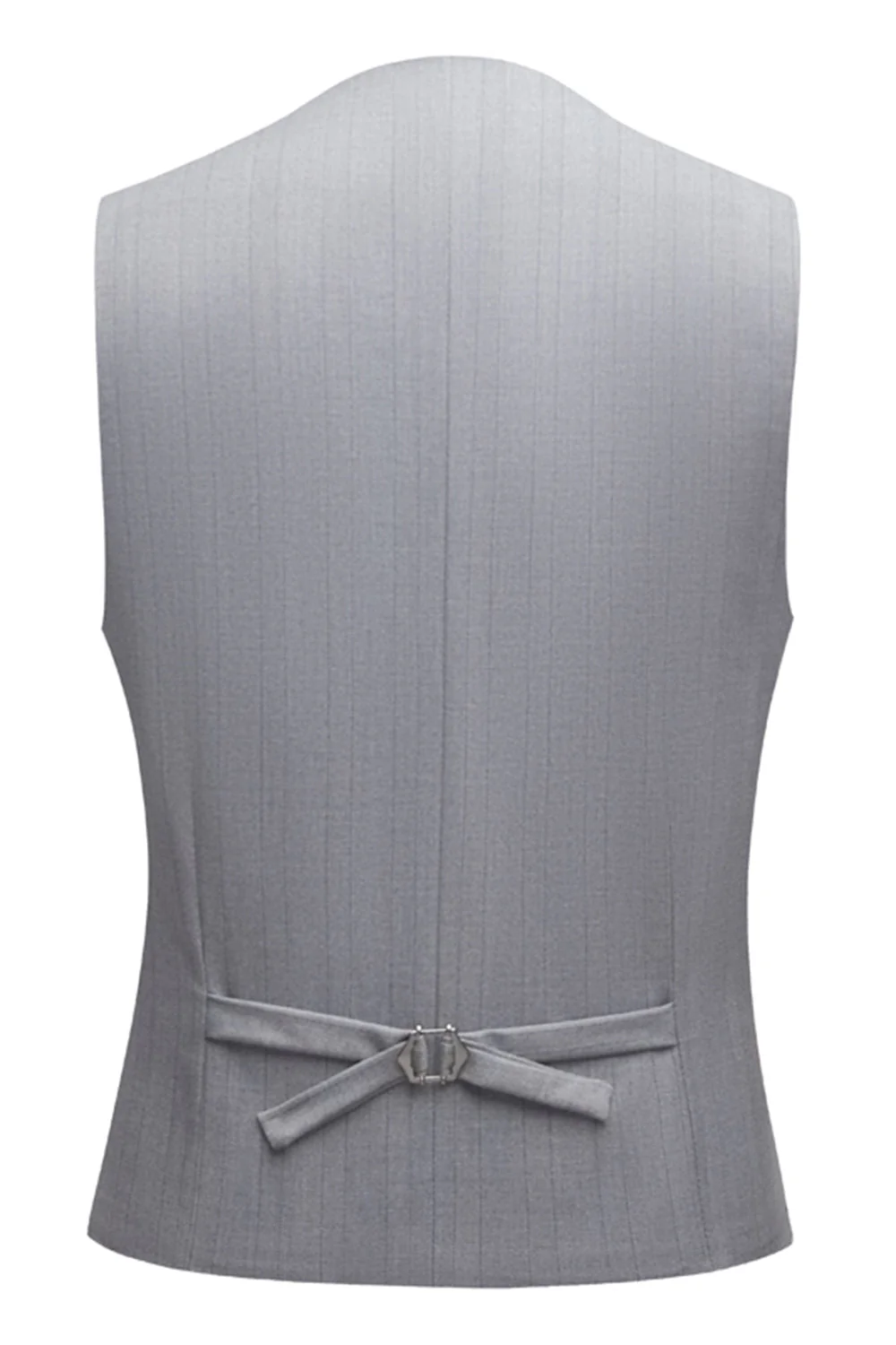 Simple Grey Shawl Lapel 3 Piece Men's Suit Set - Image 7