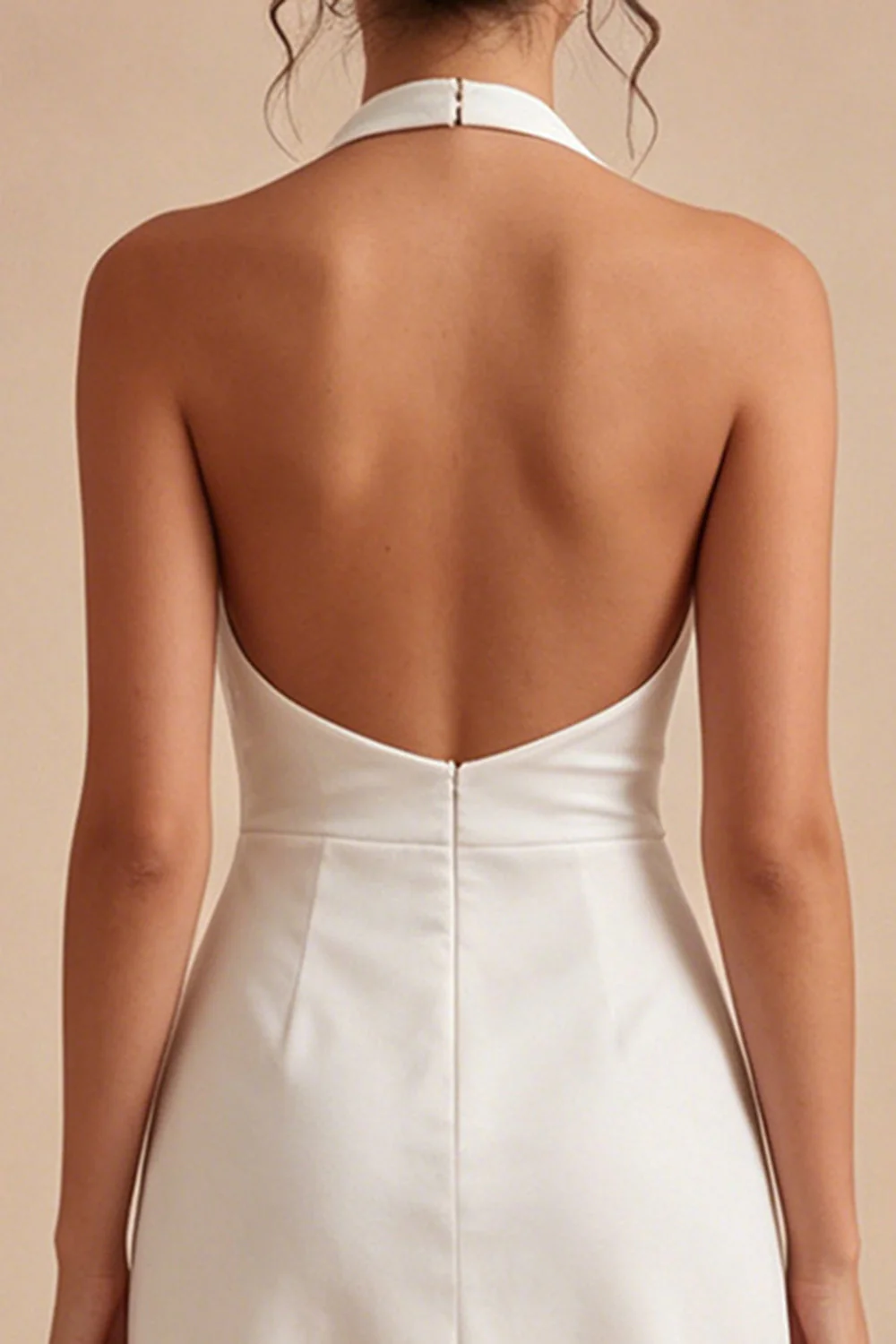 Halter Bodycon Simple Little White Dress - Image 4