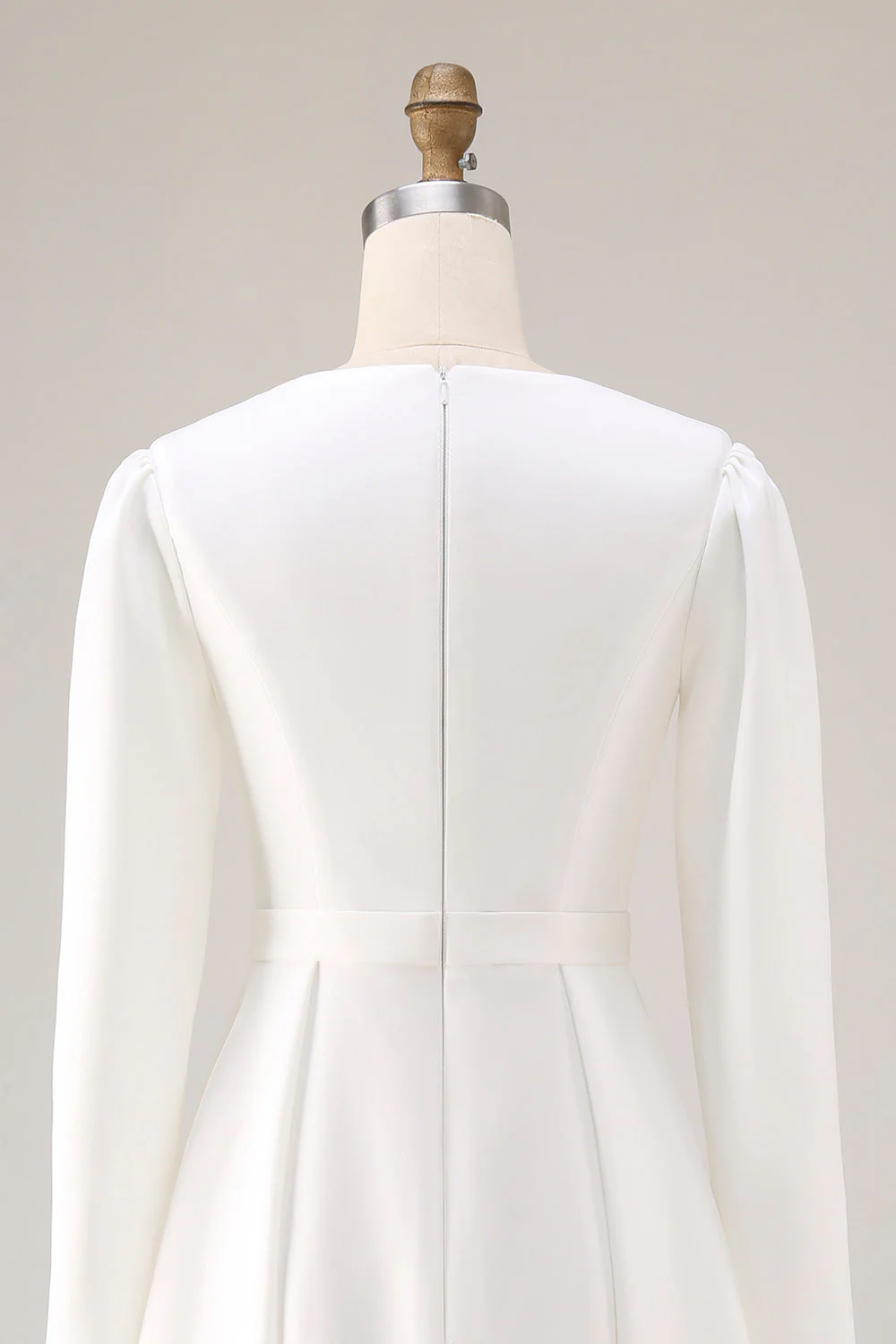 Simple Ivory A-Line Satin Midi Engagement Dress - Image 7