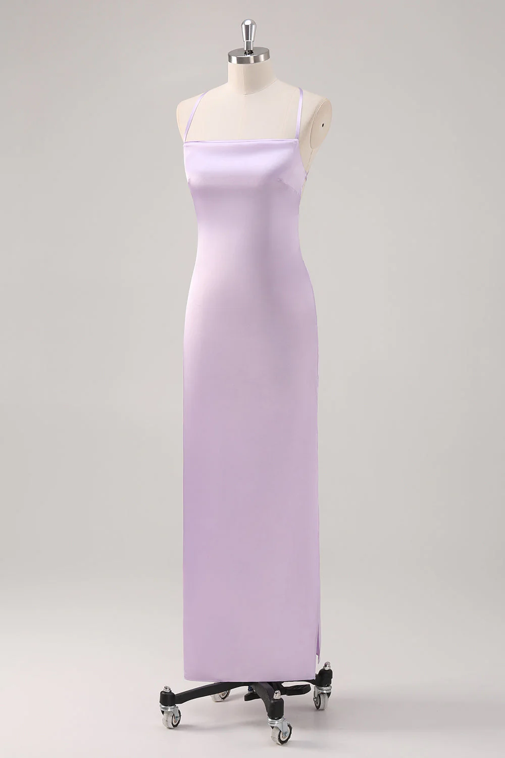 Simple Lilac Sheath Lace-Up Back Formal Dress - Image 3