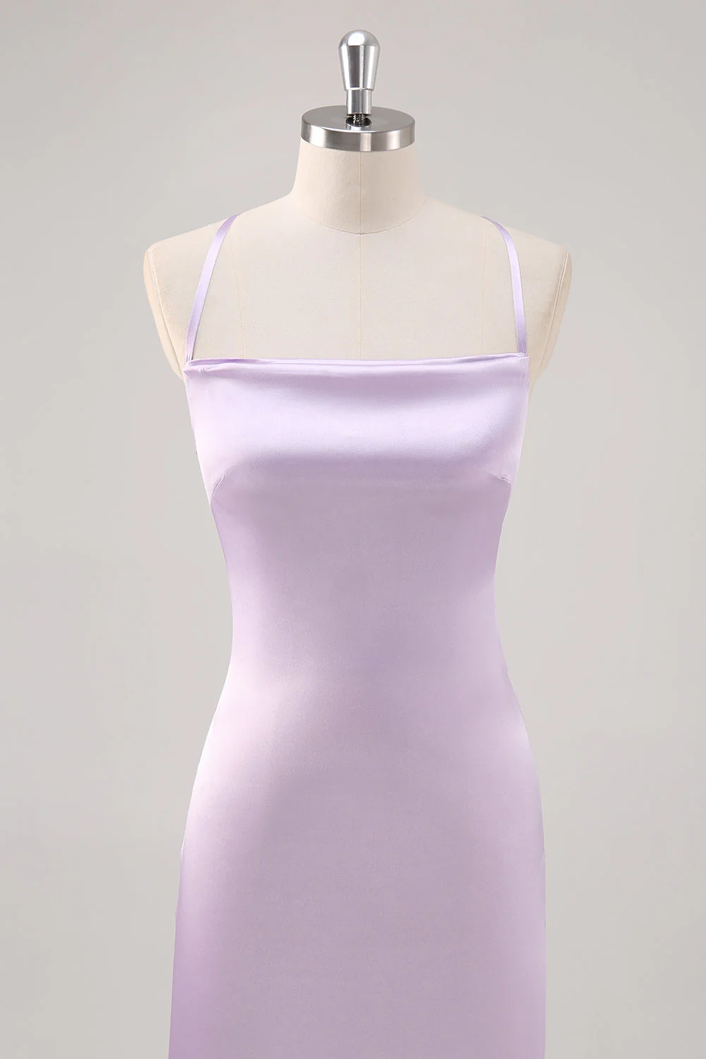 Simple Lilac Sheath Lace-Up Back Formal Dress - Image 4