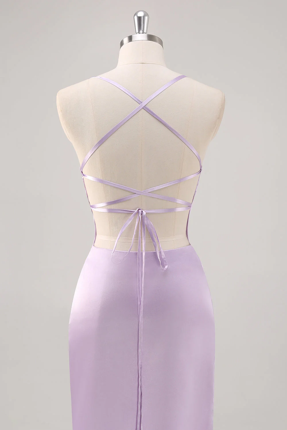 Simple Lilac Sheath Lace-Up Back Formal Dress - Image 5