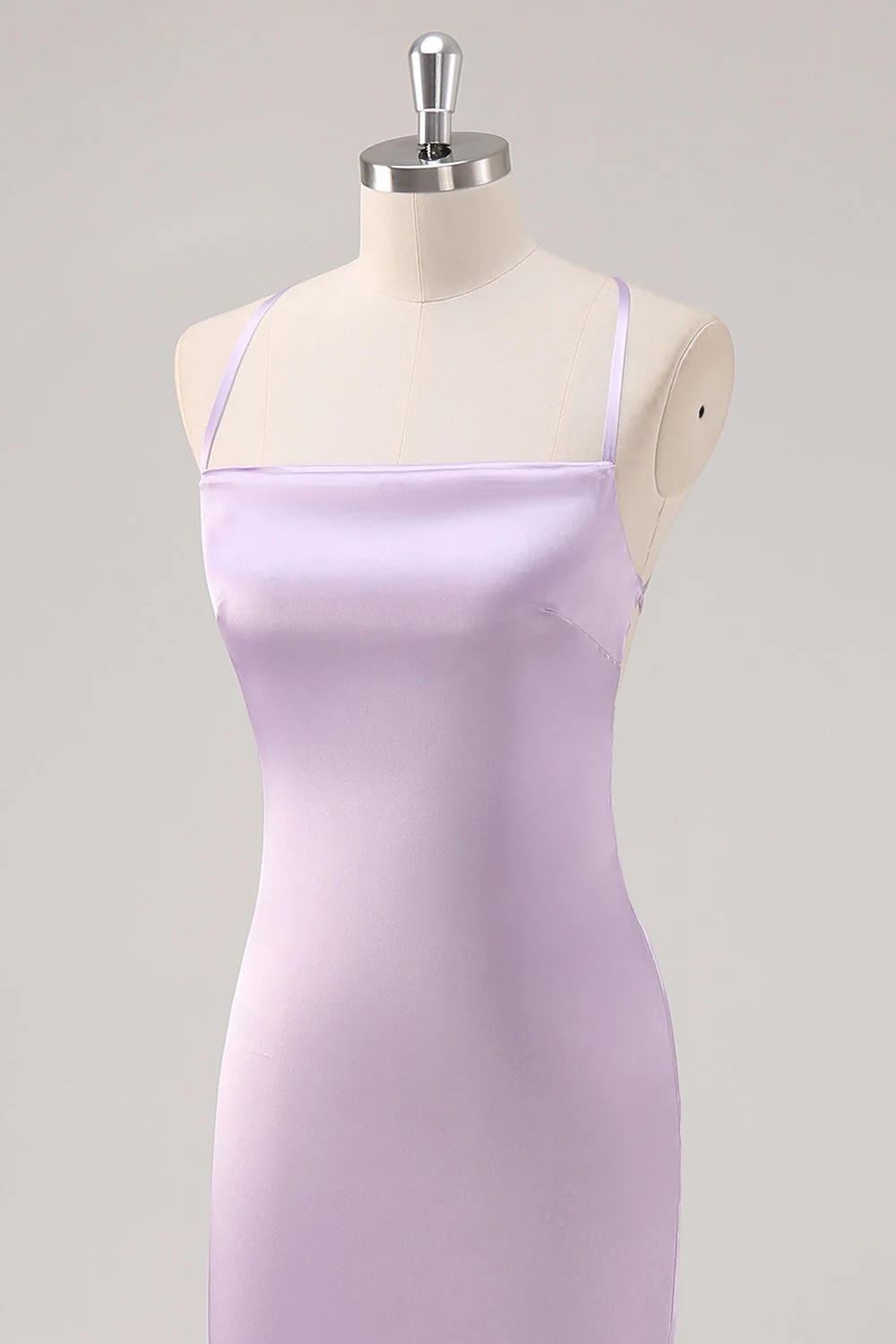 Simple Lilac Sheath Lace-Up Back Formal Dress - Image 6