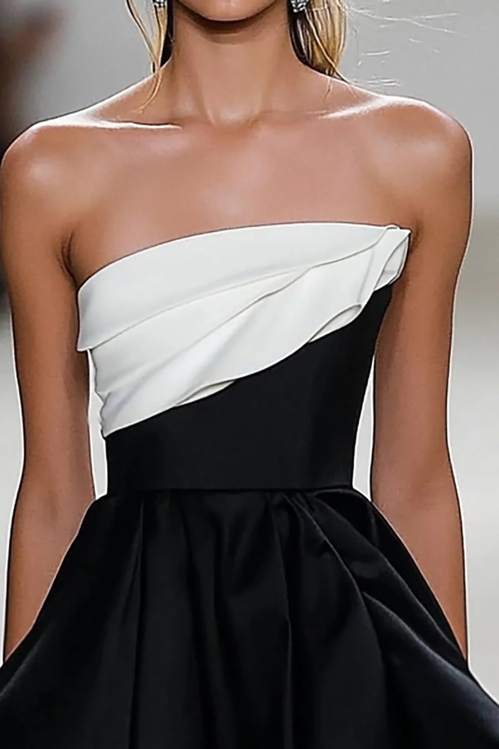 Simple Strapless A Line Little Black Dress - Image 2