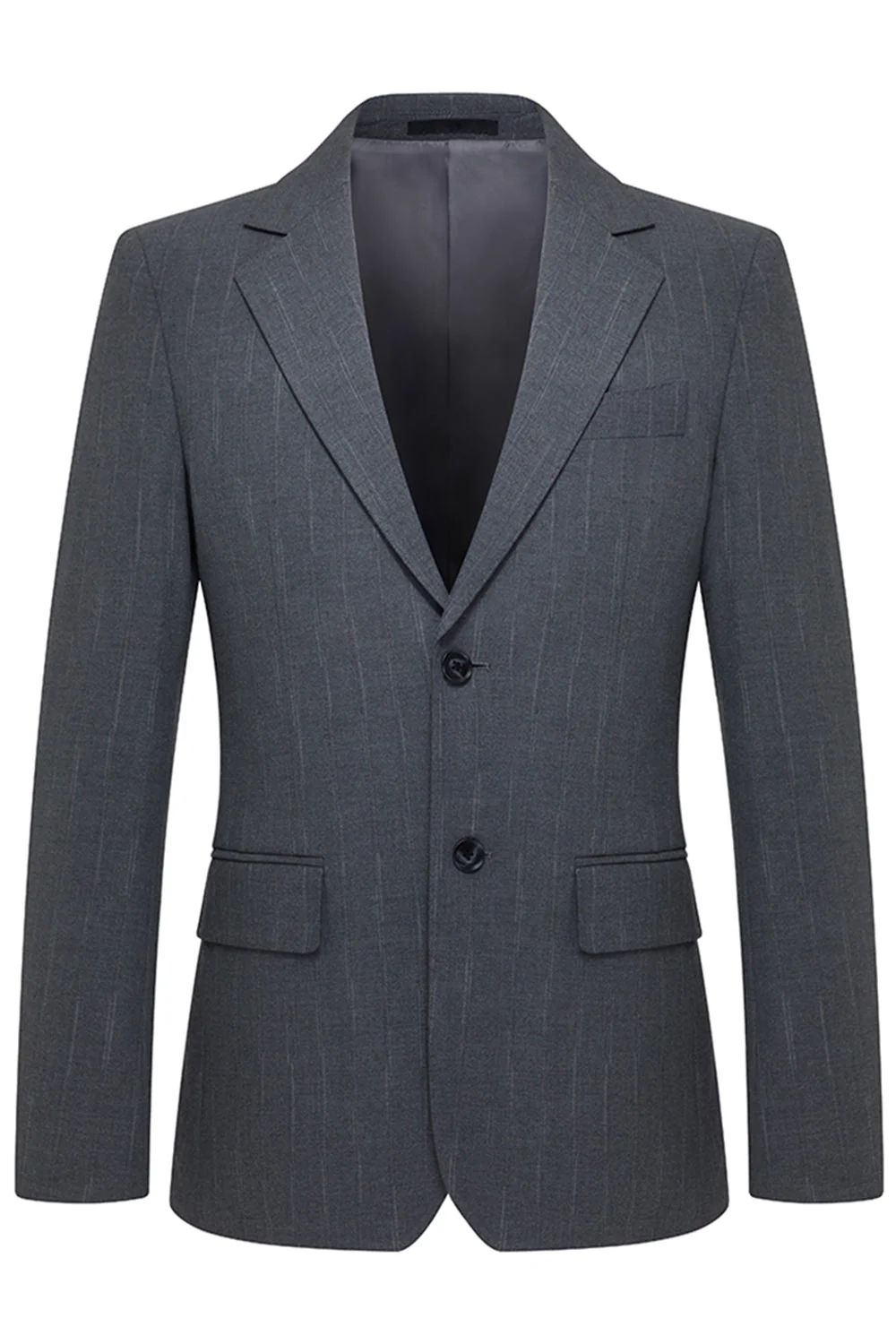 Single Breasted Grey Notched Lapel Men's 3 Piece Suits - Image 2