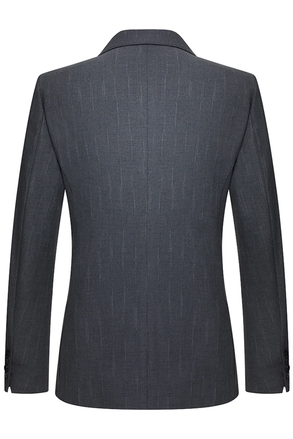 Single Breasted Grey Notched Lapel Men's 3 Piece Suits - Image 3