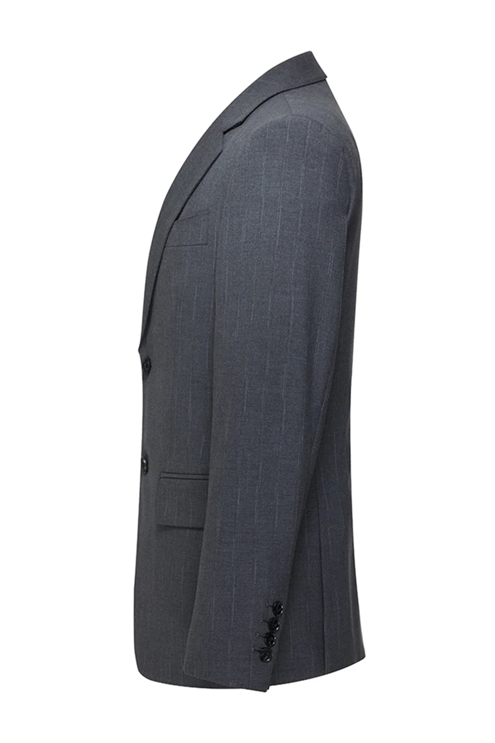 Single Breasted Grey Notched Lapel Men's 3 Piece Suits - Image 4