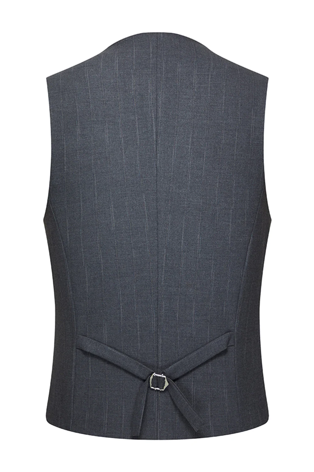Single Breasted Grey Notched Lapel Men's 3 Piece Suits - Image 6
