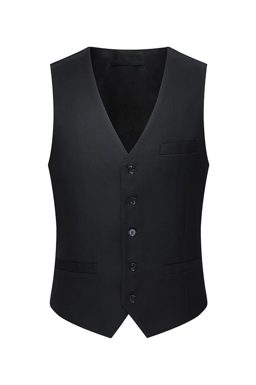 Single Breasted Notched Lapel Black 3 Piece Men's Suits - Image 4