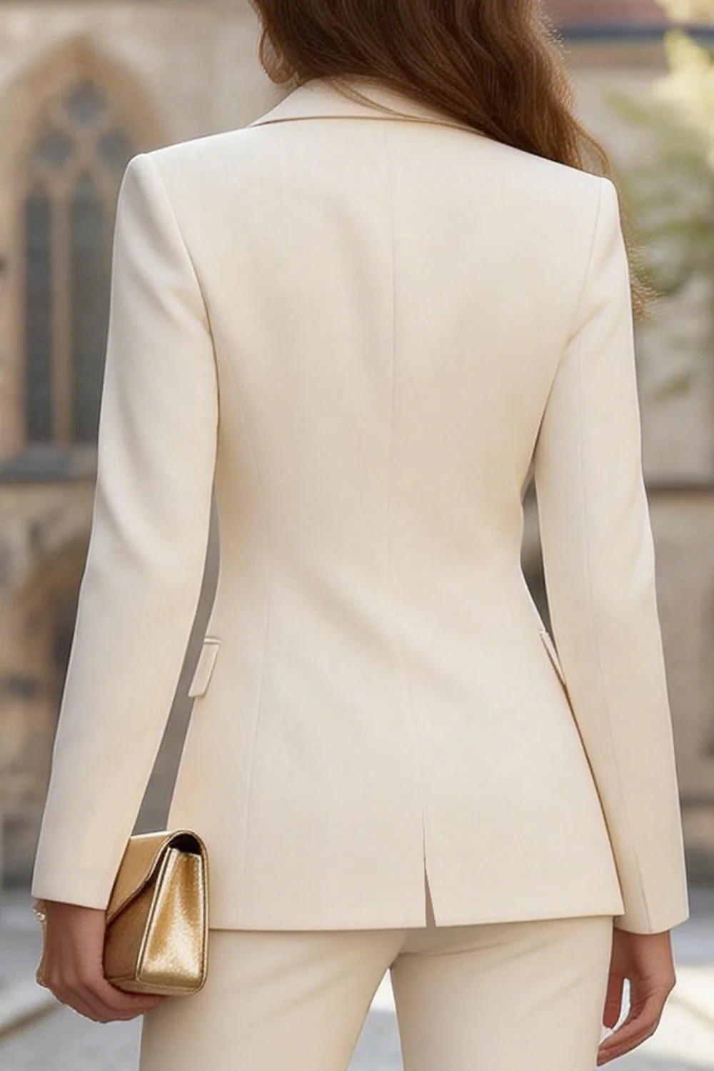 Sky Blue 2 Piece Peak Lapel One Button Women's Work Suits - Image 8