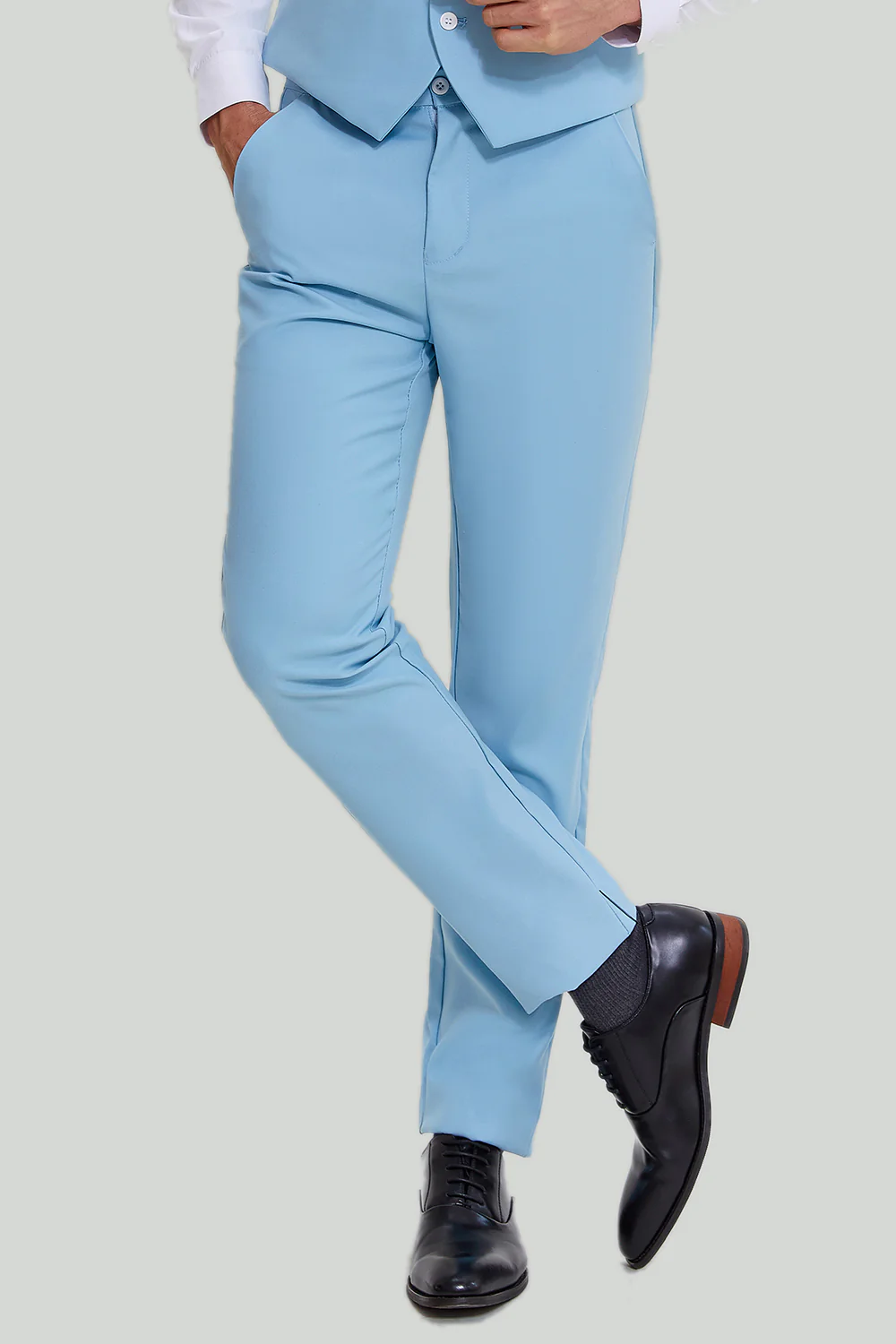 Sky Blue 3 Piece Notched Lapel Men's Modern Fit Suit - Image 4
