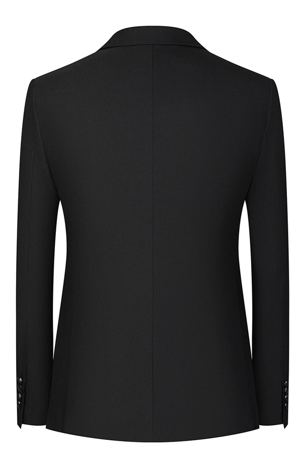 Slim Fit 3 Piece Peak Lapel Men's Black Suits - Image 3