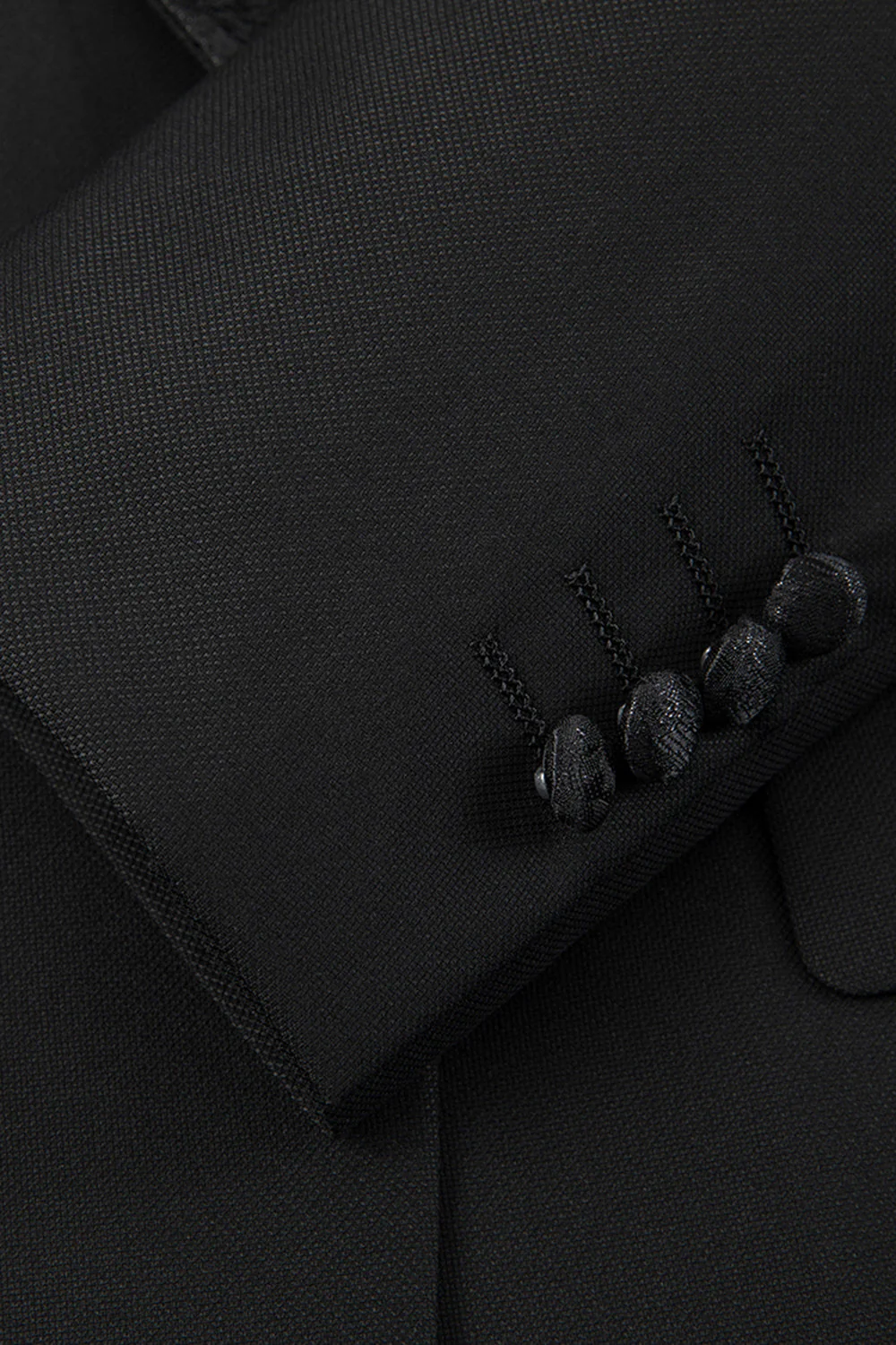 Slim Fit 3 Piece Peak Lapel Men's Black Suits - Image 7