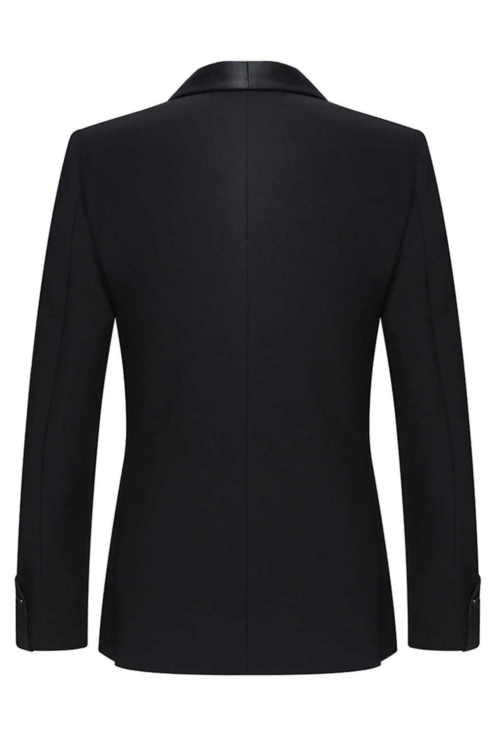 Slim Fit Black 2 Piece Shawl Lapel One Button Men's Suits - Image 3