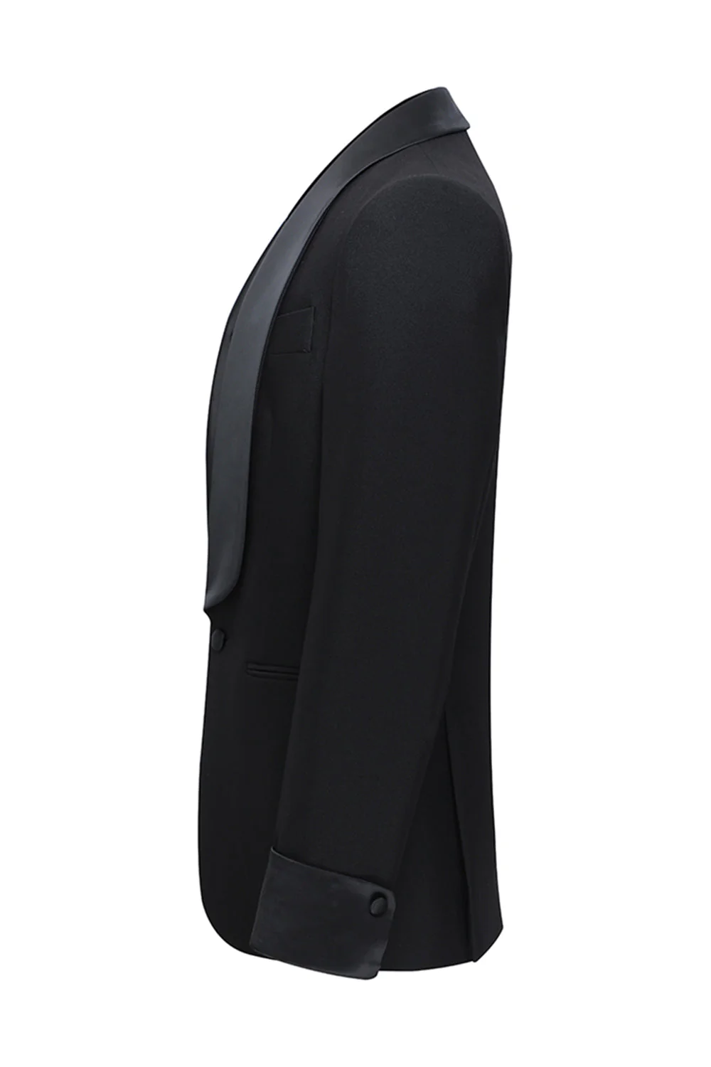Slim Fit Black 2 Piece Shawl Lapel One Button Men's Suits - Image 4