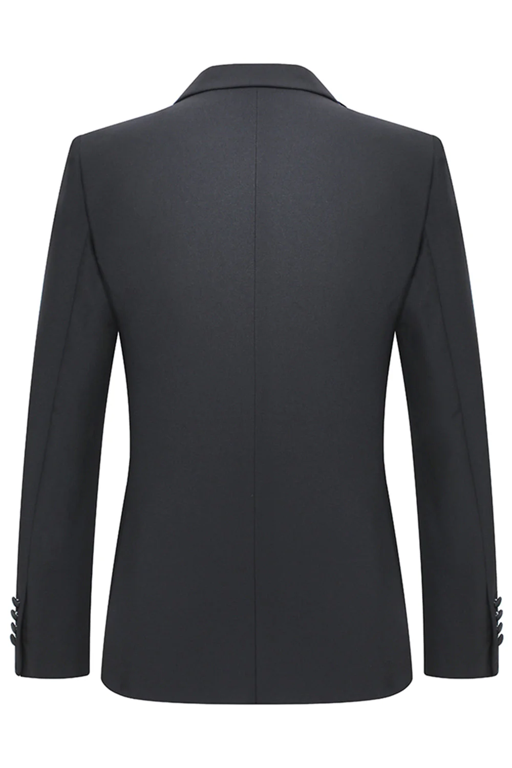 Slim Fit Peak Lapel 2 Piece Men's Black Suits - Image 3
