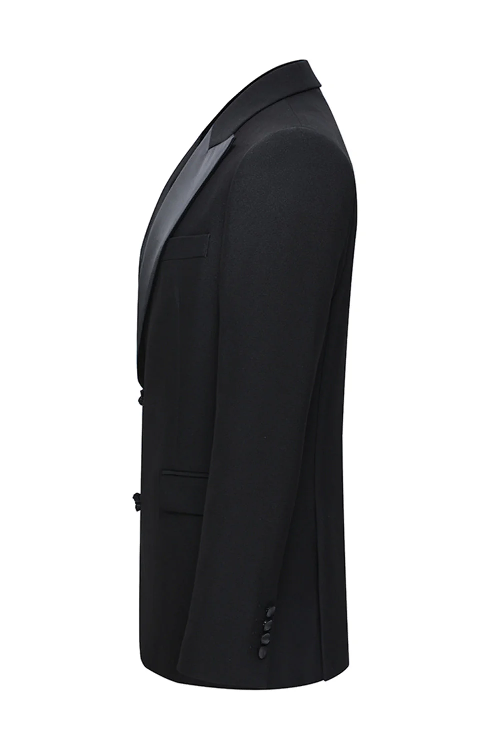 Slim Fit Peak Lapel 2 Piece Men's Black Suits - Image 4