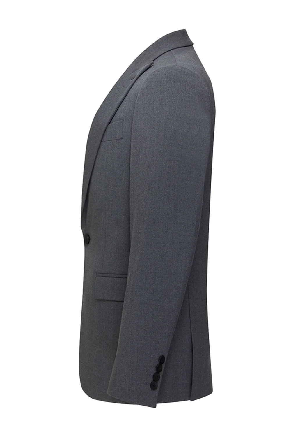 Slim Fit Peak Lapel Men's 3 Piece Grey Suits - Image 4