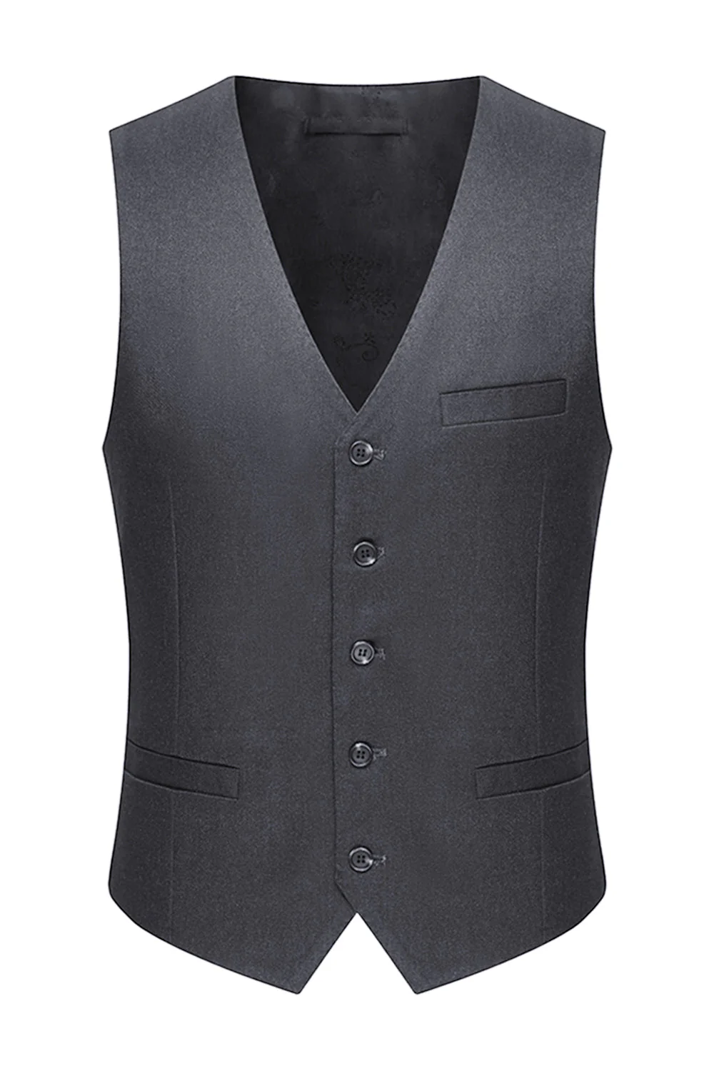Slim Fit Peak Lapel Men's 3 Piece Grey Suits - Image 5