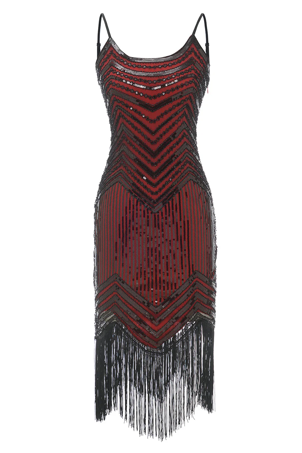 Spaghetti Straps Black 1920s Dress - Image 3