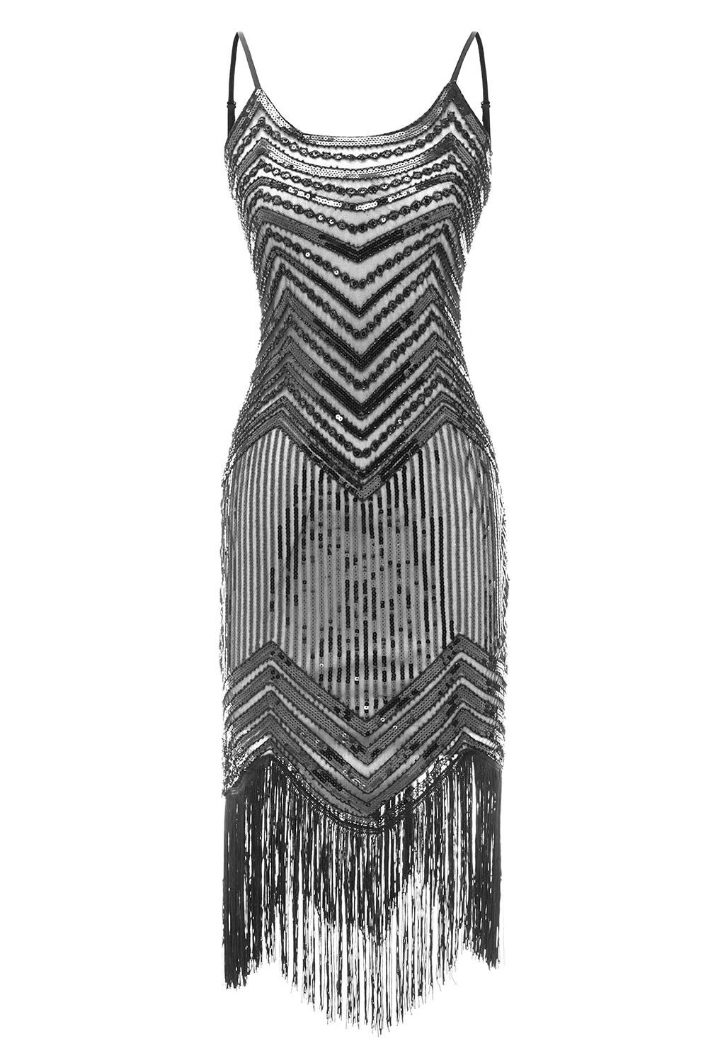 Spaghetti Straps Black 1920s Dress - Image 5