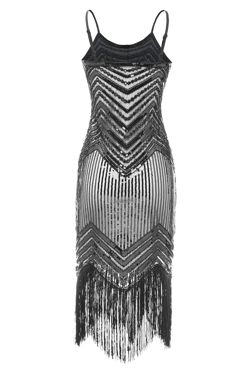 Spaghetti Straps Black 1920s Dress - Image 6