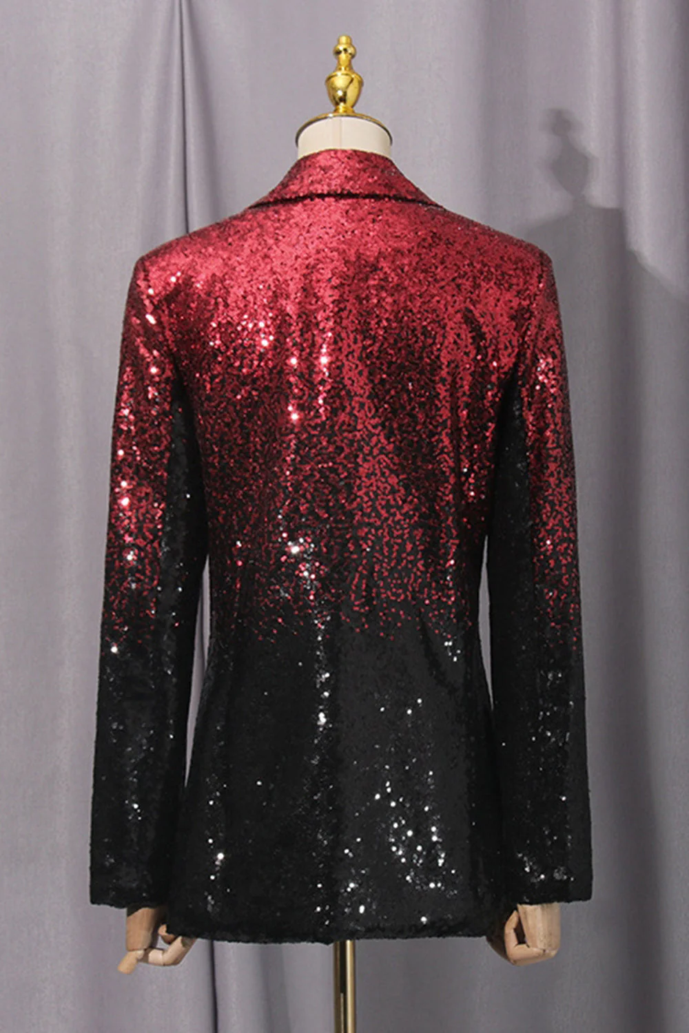 Sparkly 2-Piece Black Red Single Breasted Notched Lapel Women Prom Suits - Image 3