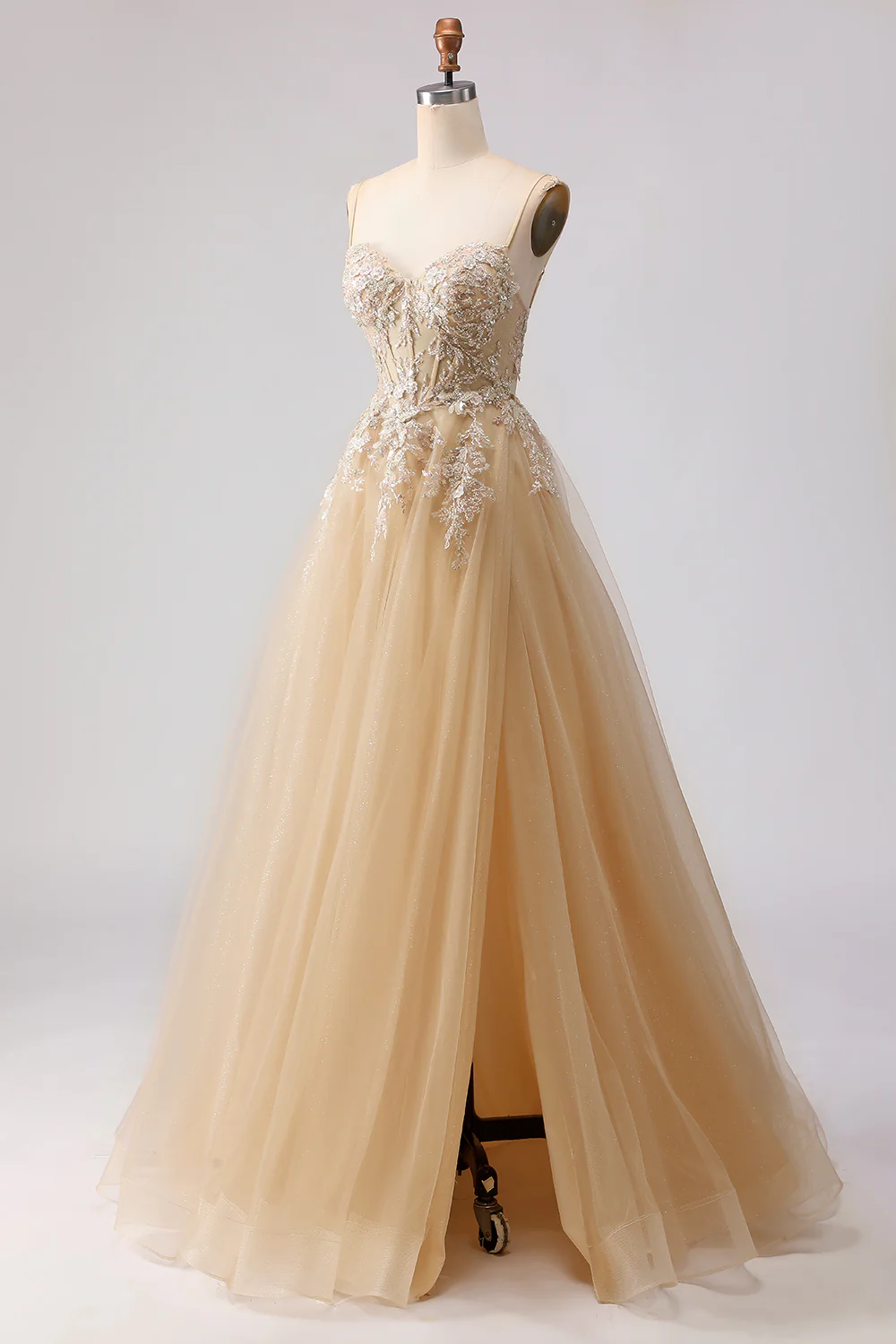 Sage Green A-Line Beaded Tulle Long Prom Dress with Embroidery - Image 10